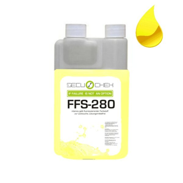 UV-Farbstoff Dosierflasche mit FFS-280 gelb fluoreszierender Lösung für Öl Leckortung