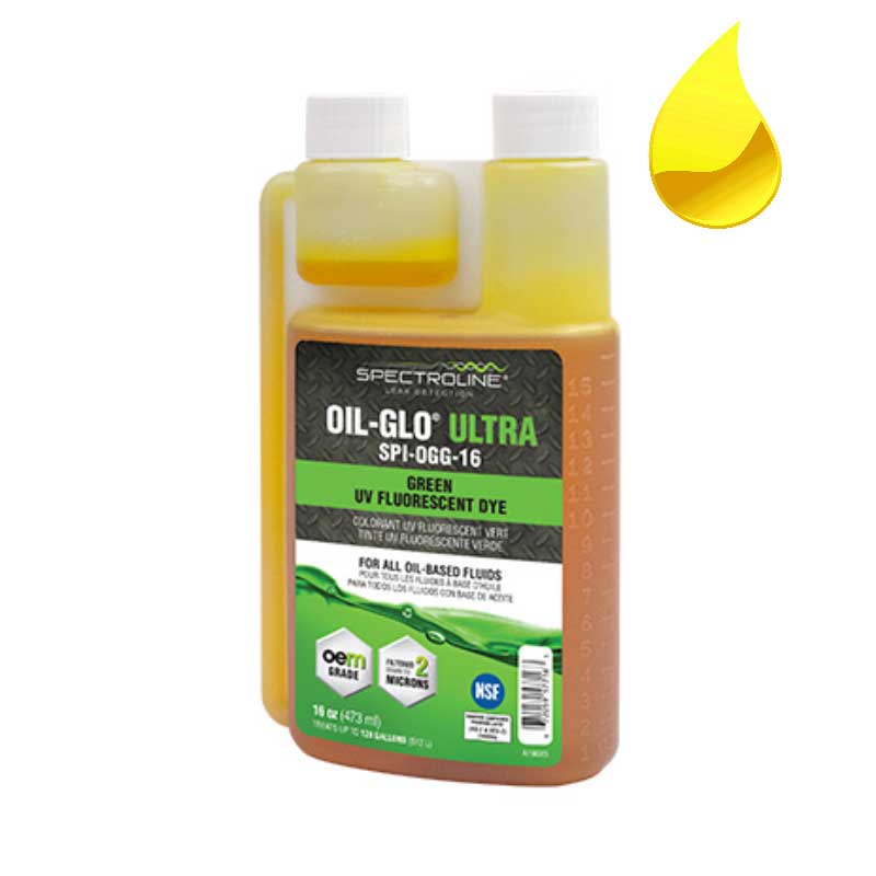 Dosierflasche Spectroline Oil-Glo 33 - grüner Fluoreszenzfarbstoff zum Auffinden von Leckagen in Mineralöl-Kreisläufen